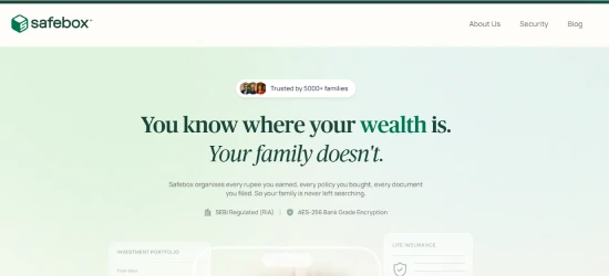 Safebox website screenshot